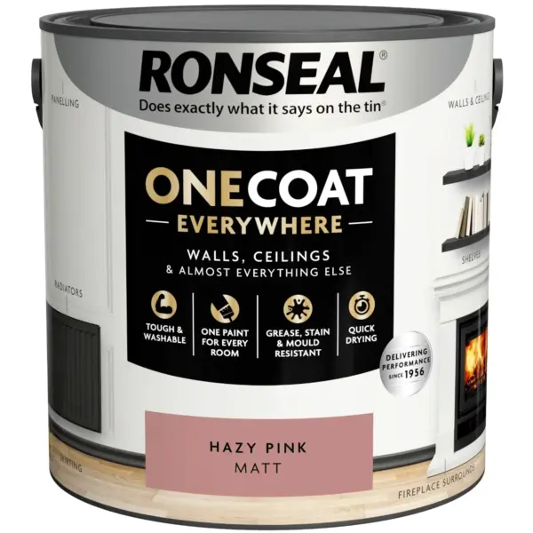 Ronseal Everywhere One Coat Matt Hazy Pink 2.5Ltr