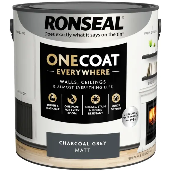 Ronseal Everywhere One Coat Matt Charcoal Grey 2.5Ltr