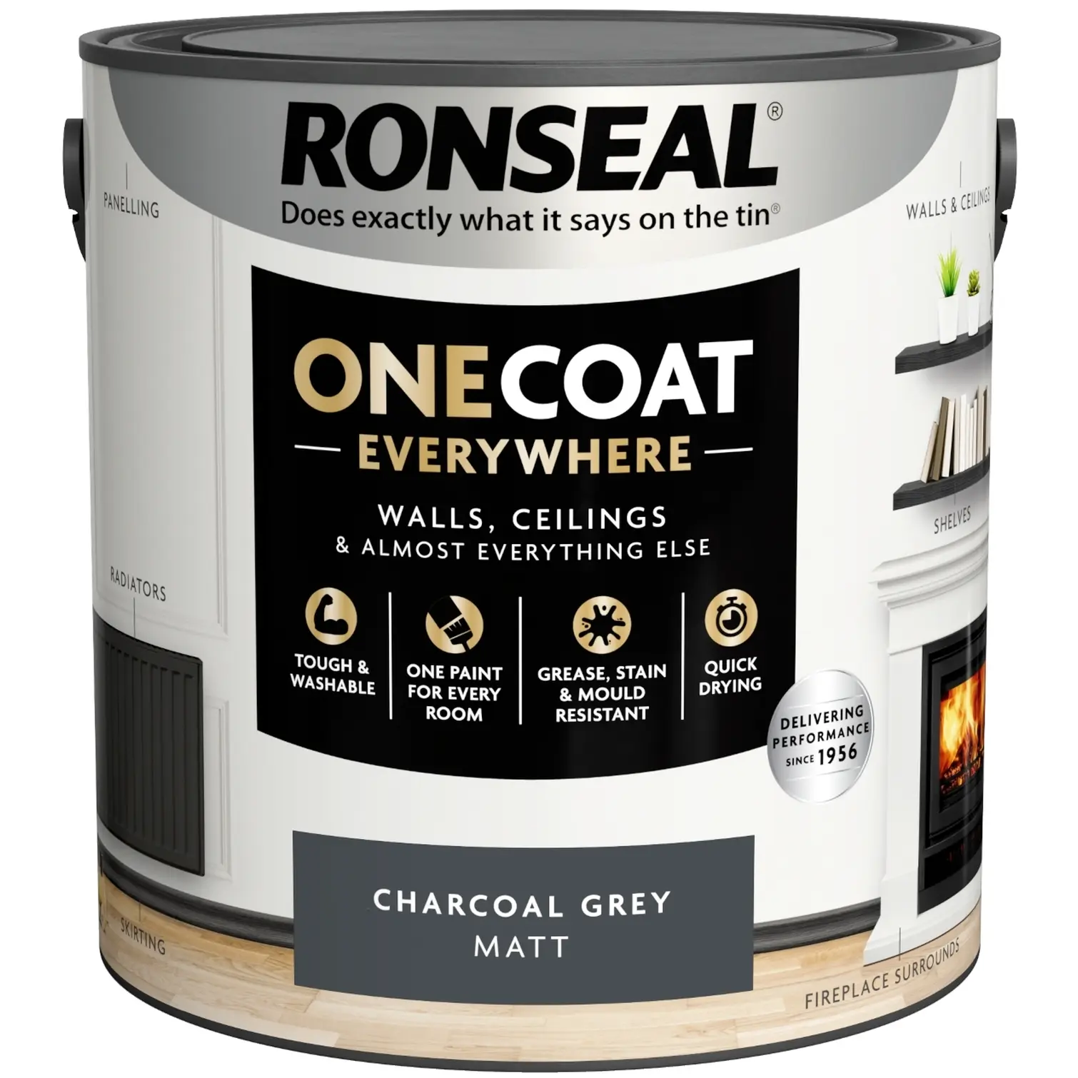 RNS1238 Ronseal Everywhere One Coat Matt Charcoal Grey 2.5Ltr