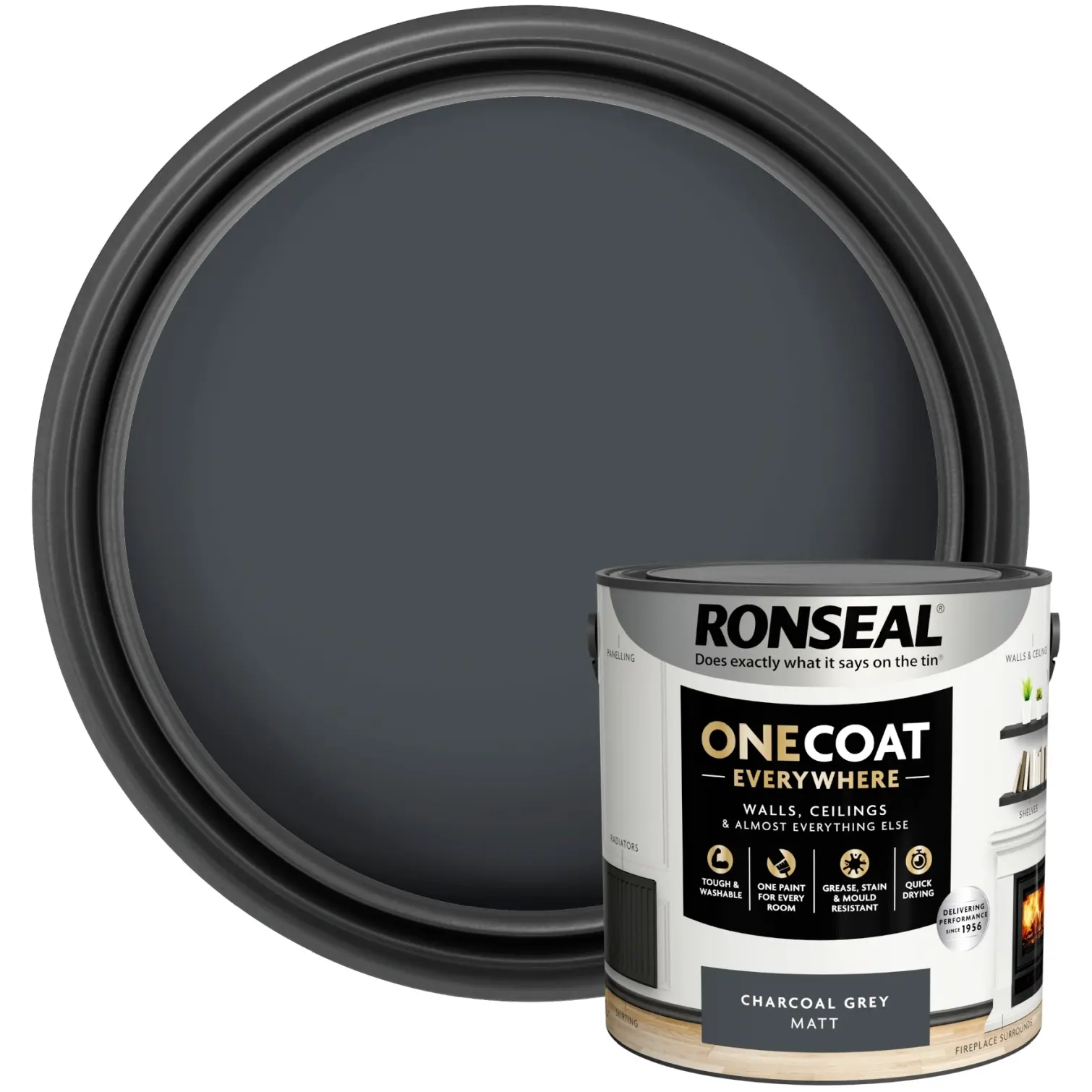 RNS1238_1 Ronseal Everywhere One Coat Matt Charcoal Grey 2.5Ltr