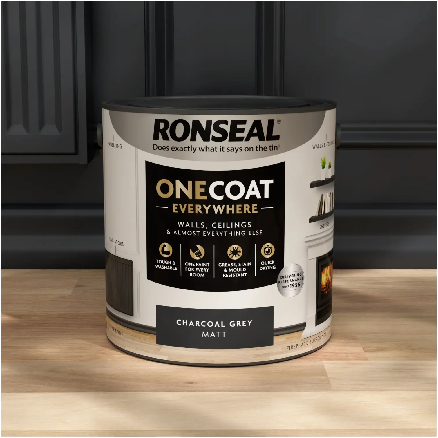 RNS1238_3 Ronseal Everywhere One Coat Matt Charcoal Grey 2.5Ltr
