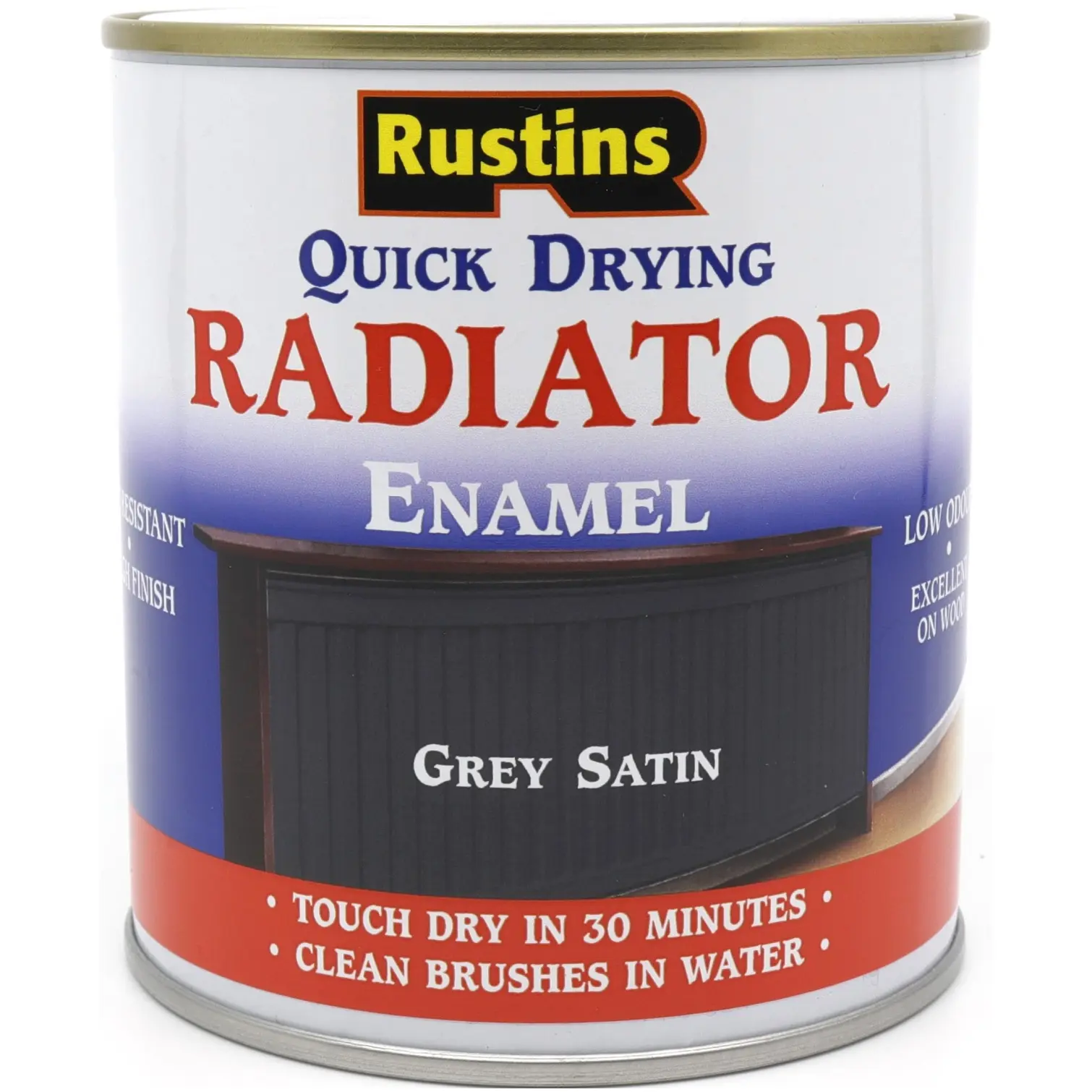 Rustins Quick Dry Radiator Enamel Grey Satin 250ml