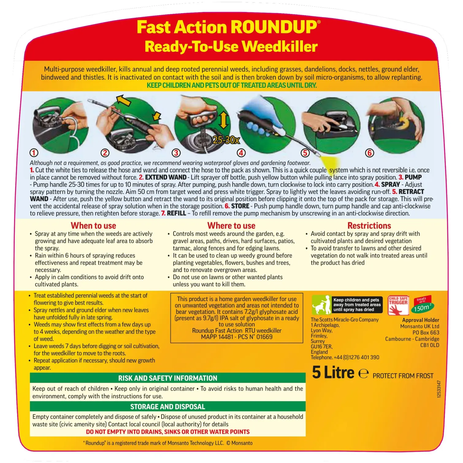 5Ltr Roundup Pump n Go Weedkiller