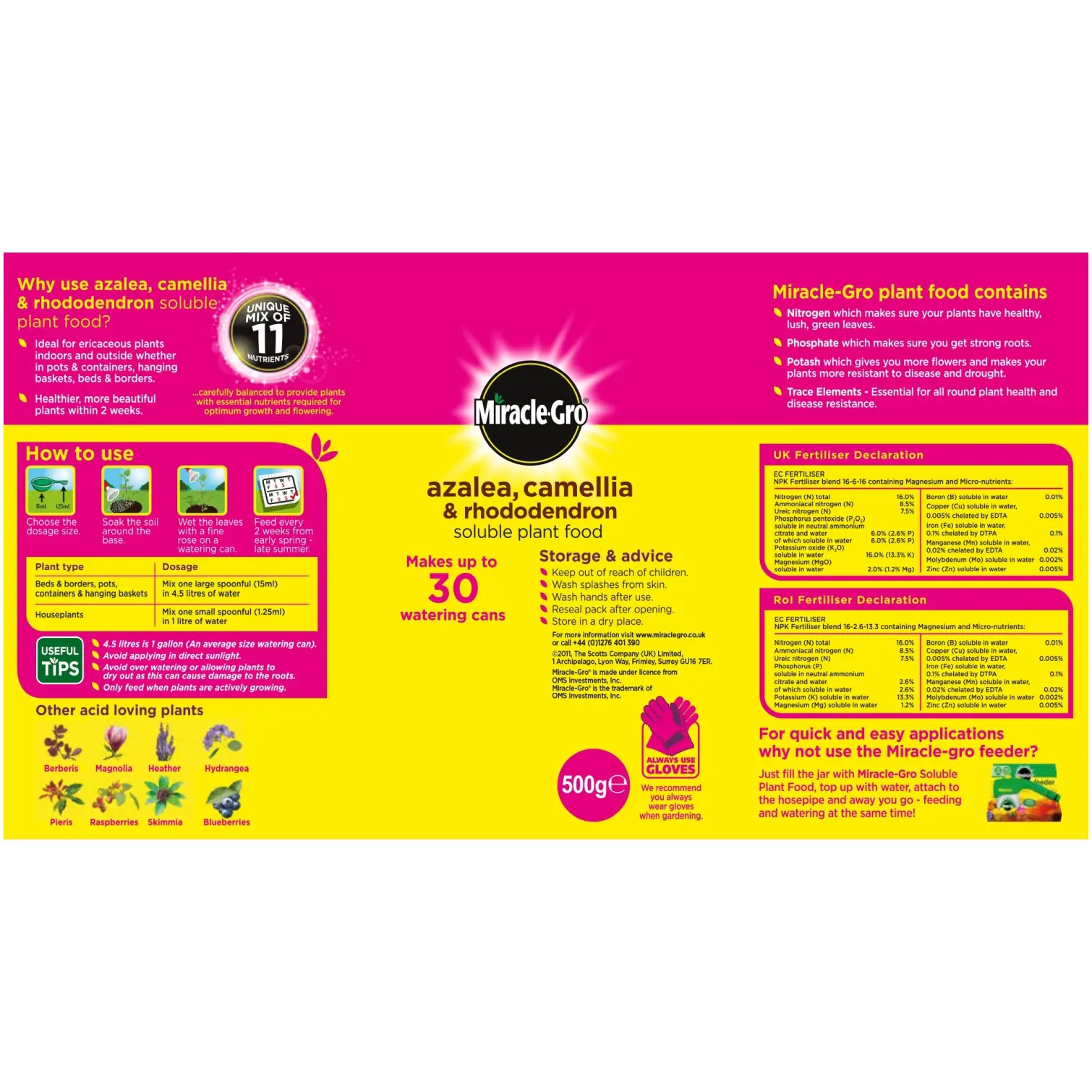 Miracle-GroÓ Azalea, Camellia & Rhododendron Soluble Plant Food 500g