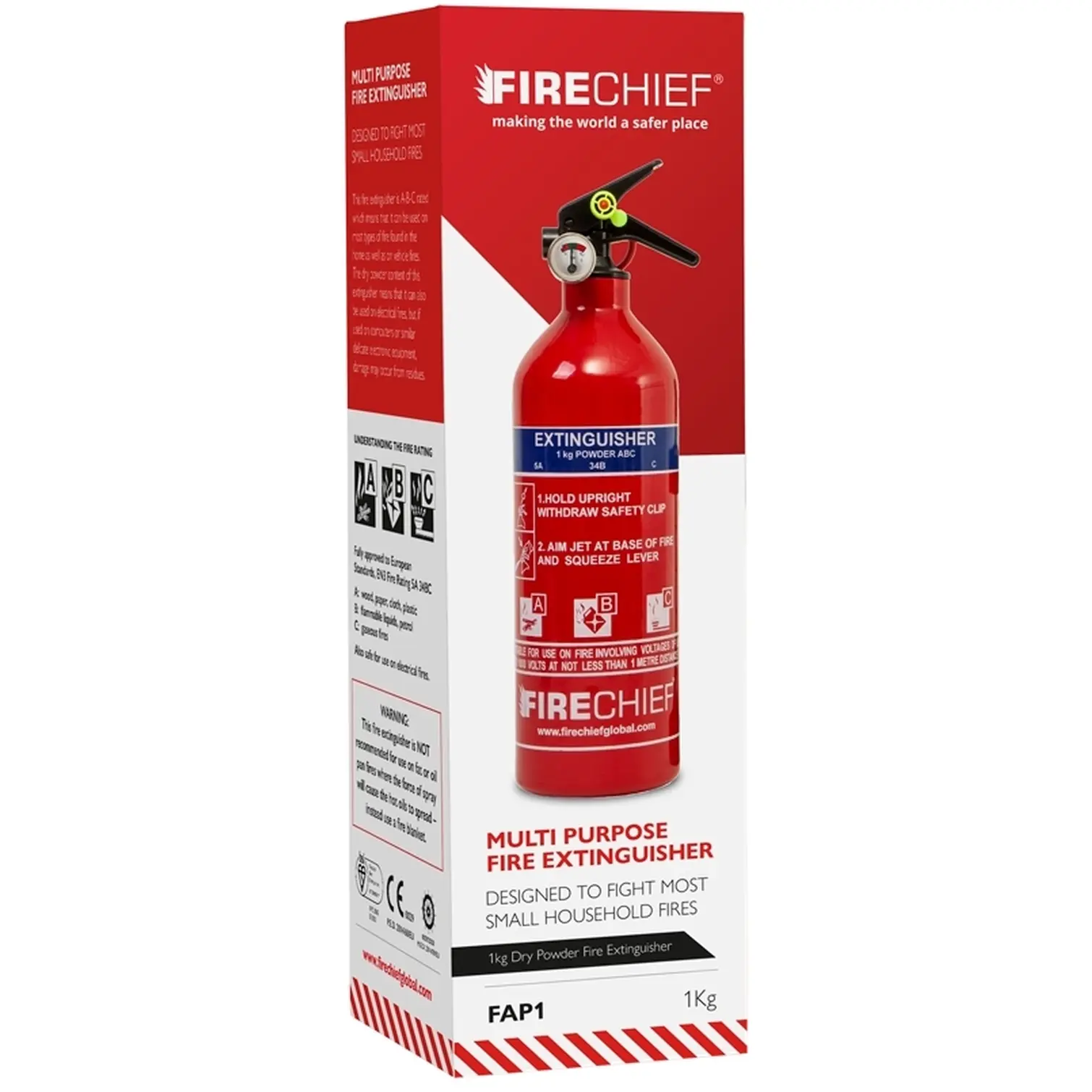 Firechief 1kg ABC Powder Fire Extinguisher With Mounting Bracket