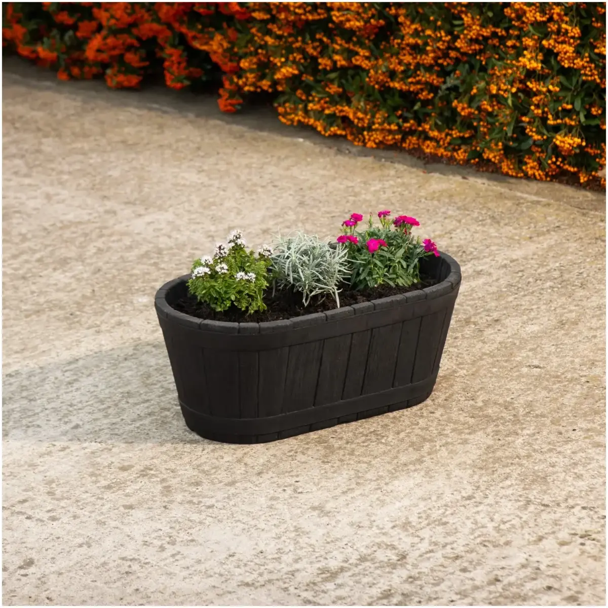 Strata Oakwood Barrel Trough Planter Æ 60cm