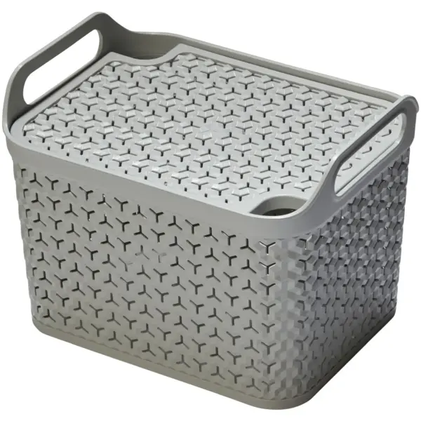 Strata Urban Store Basket & Lid Medium Cool Grey 14 Litres 23x23.5x30.5cm