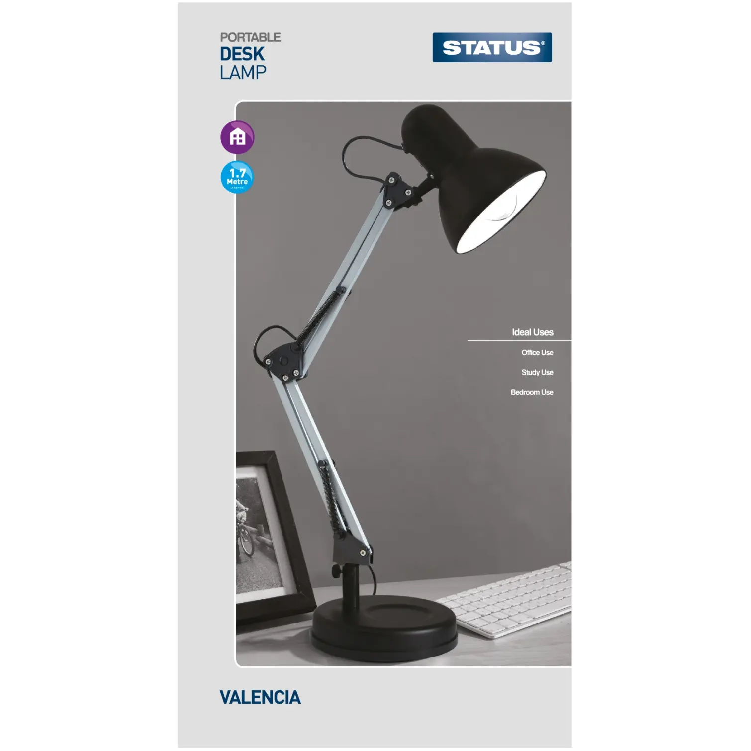 Status Valencia Desk Lamp Black & Chrome
