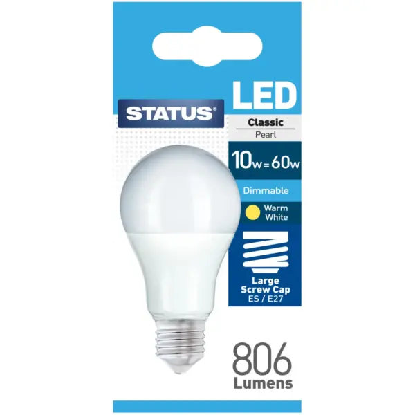 Status 10/60w GLS W/White Dimmable ES