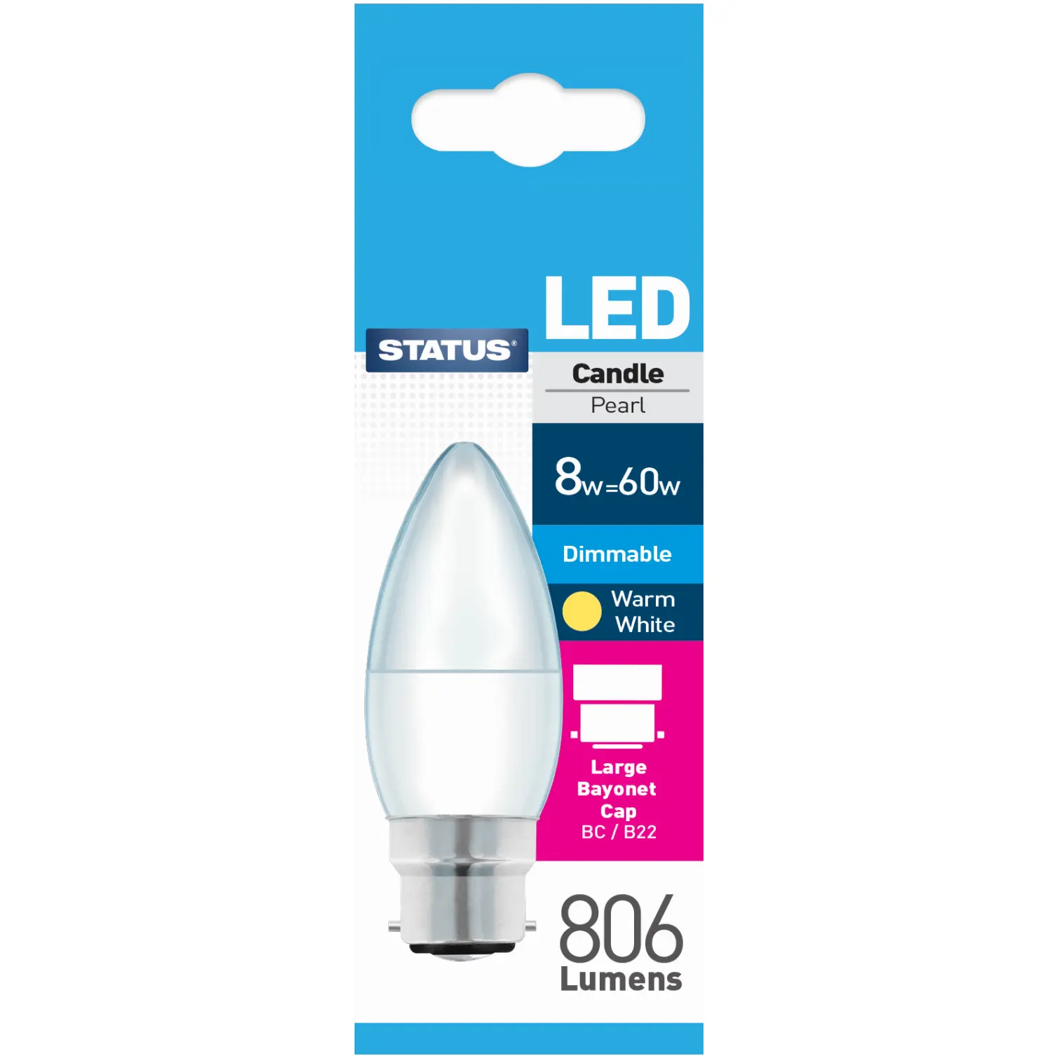 Candle LED BC Warm White Bulb 7.5w=60w