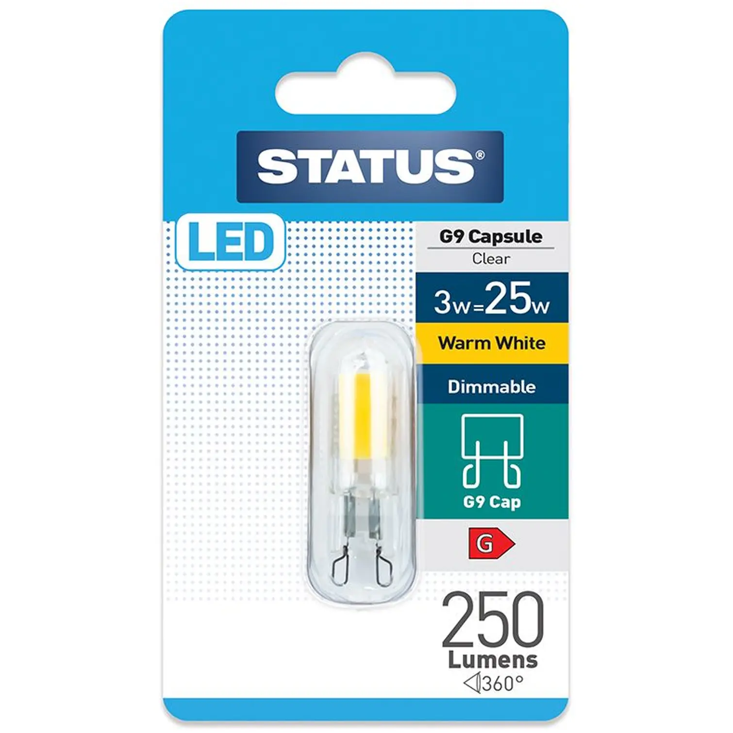 STT2550 Status 3/25w LED G9 Warm White Dimmable Bulb