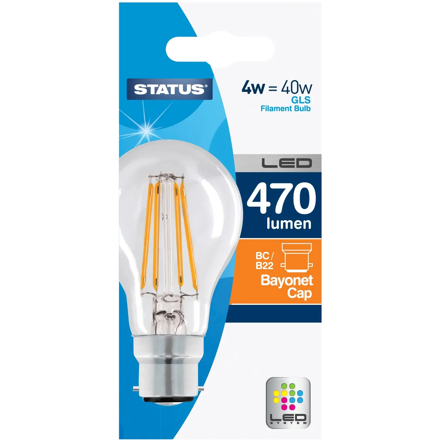 Status 4.5/40w Filament LED WW BC