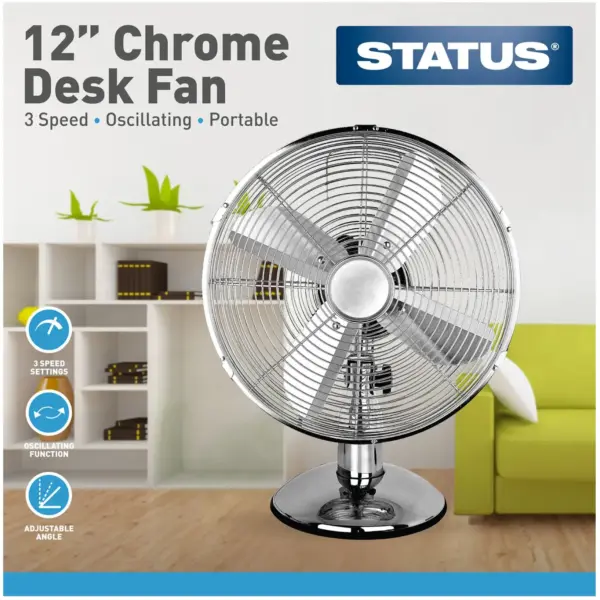Status Chrome Desk Fan 30cm