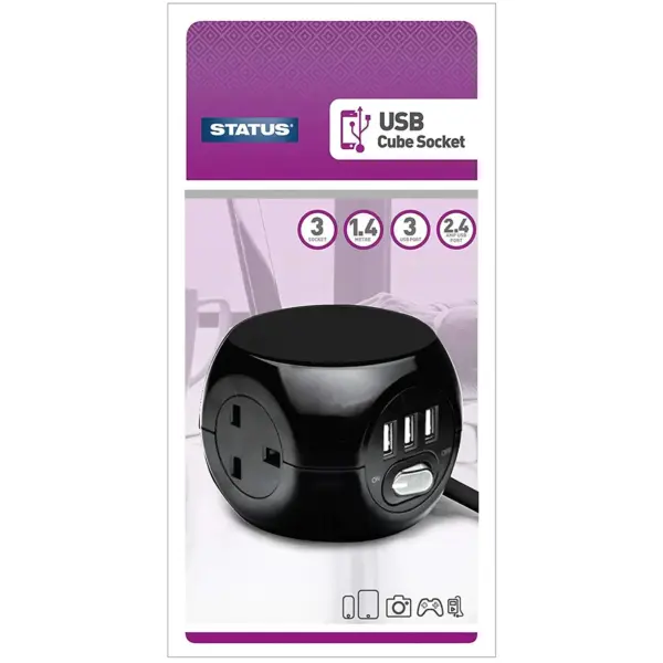 Status 3 Way Cube Socket 1.4mtr