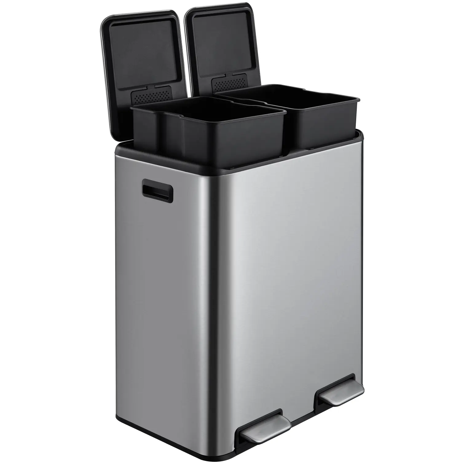2 Section Pedal Bin Stainless Steel Matt 60 Litre