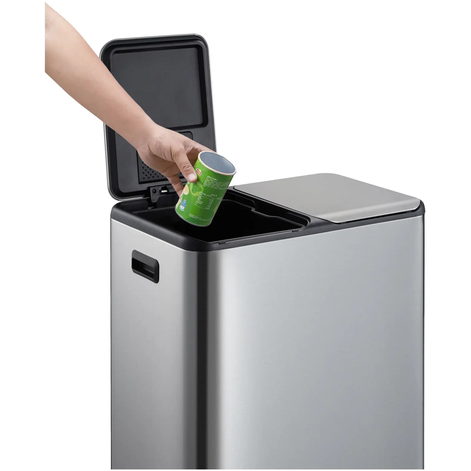 2 Section Pedal Bin Stainless Steel Matt 60 Litre
