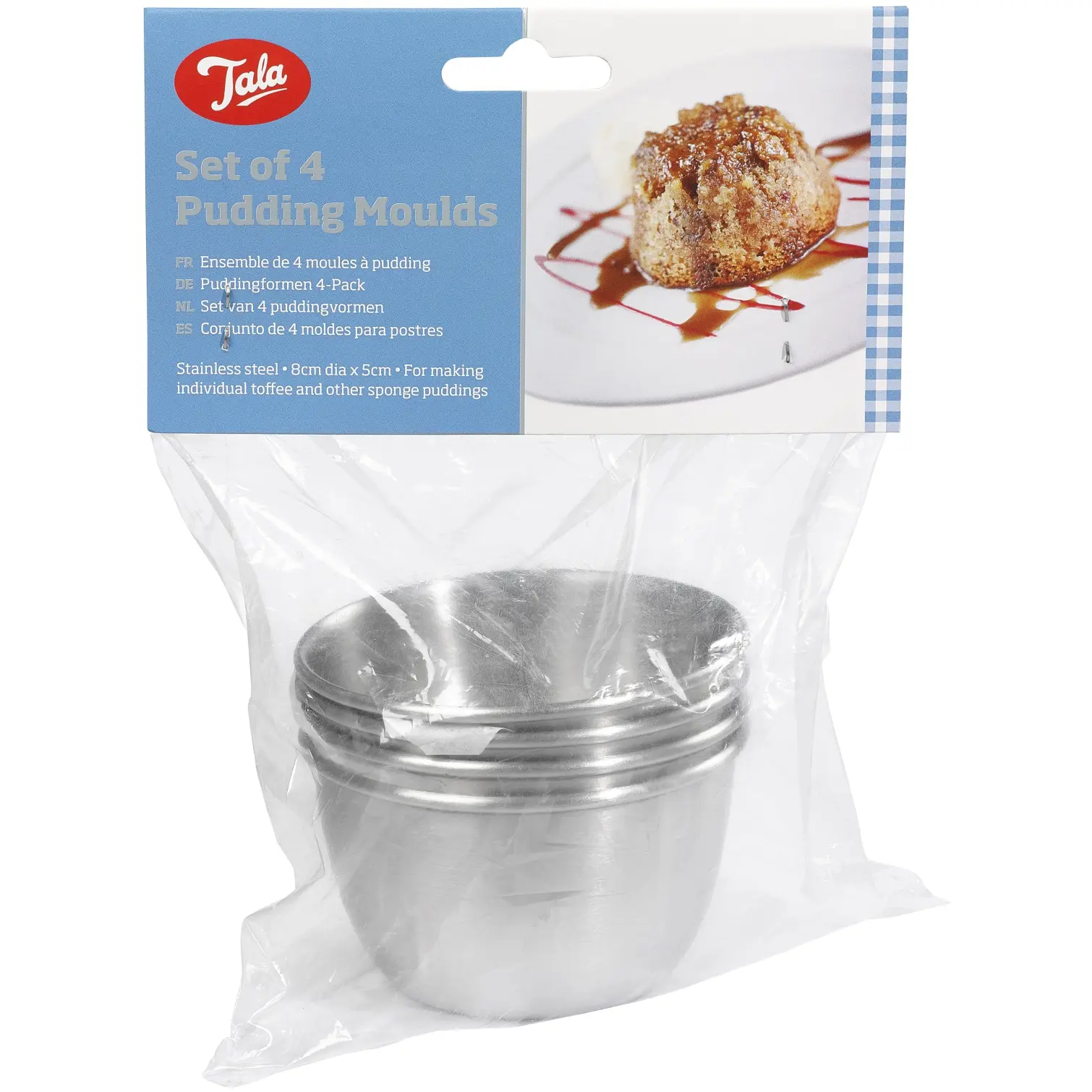 Tala Pkt4 Anodised Pudding Moulds