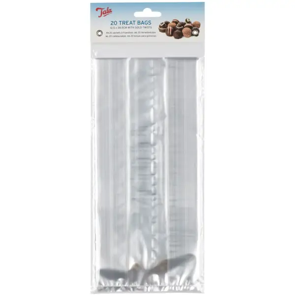 Tala Cellophane Bags with Gold Twists 12.5x28.5cm
