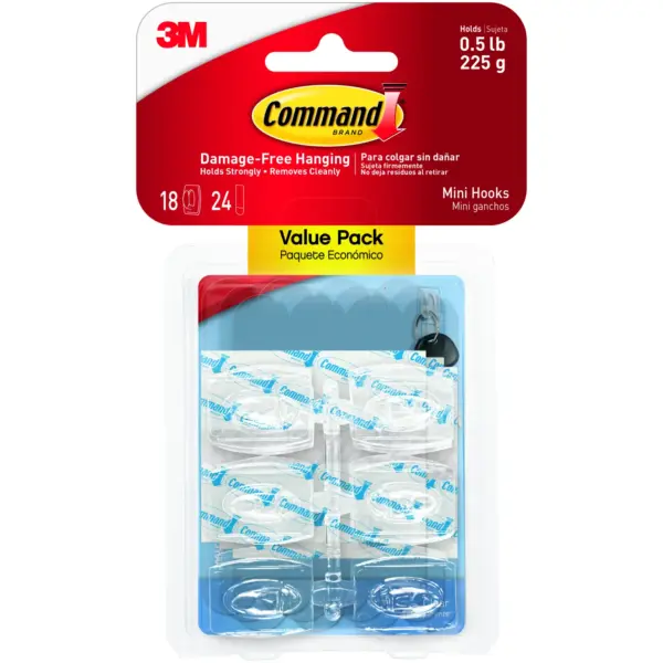 TMD7007 Command Clear Mini Hooks Pack of 18 Value Pack
