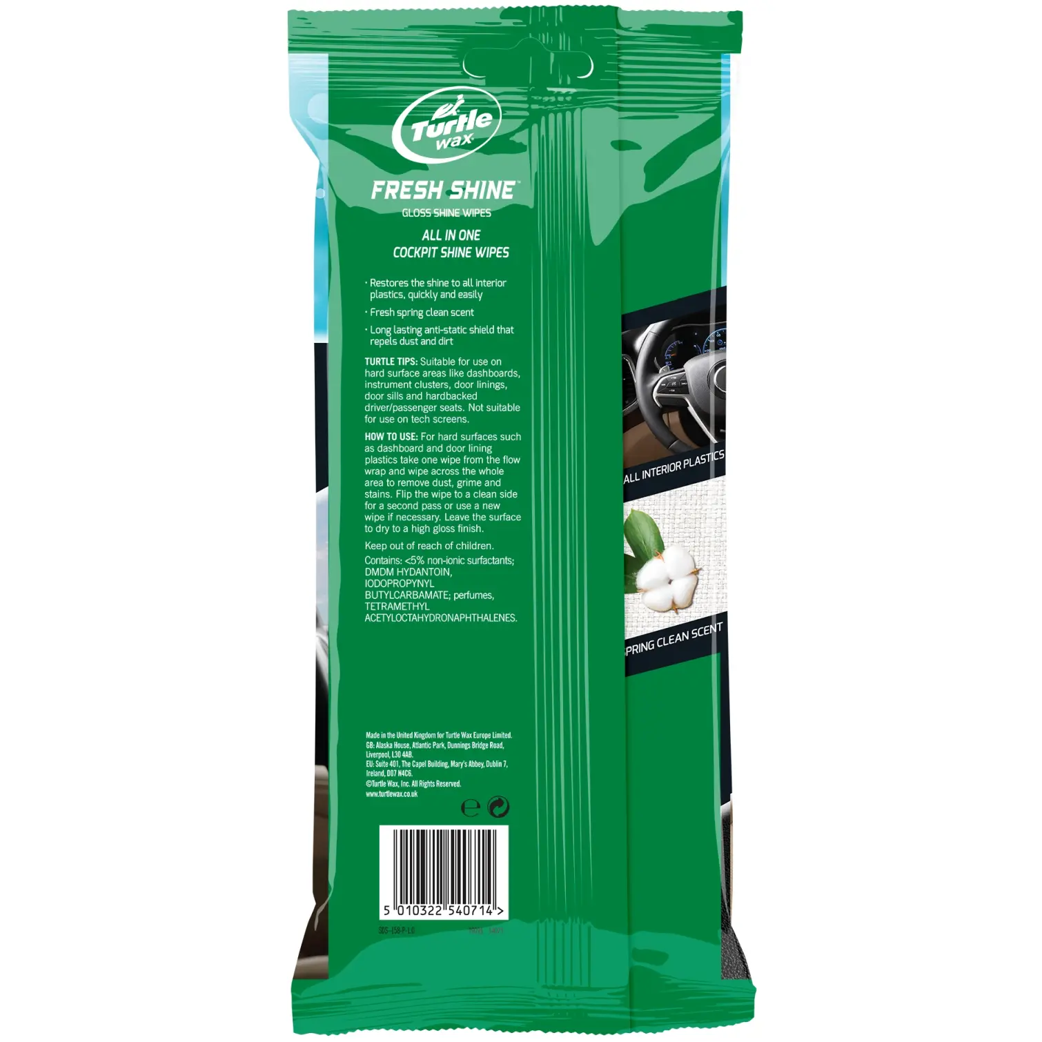 Turtle Wax Dashboard Gloss Wipes Pack of 24