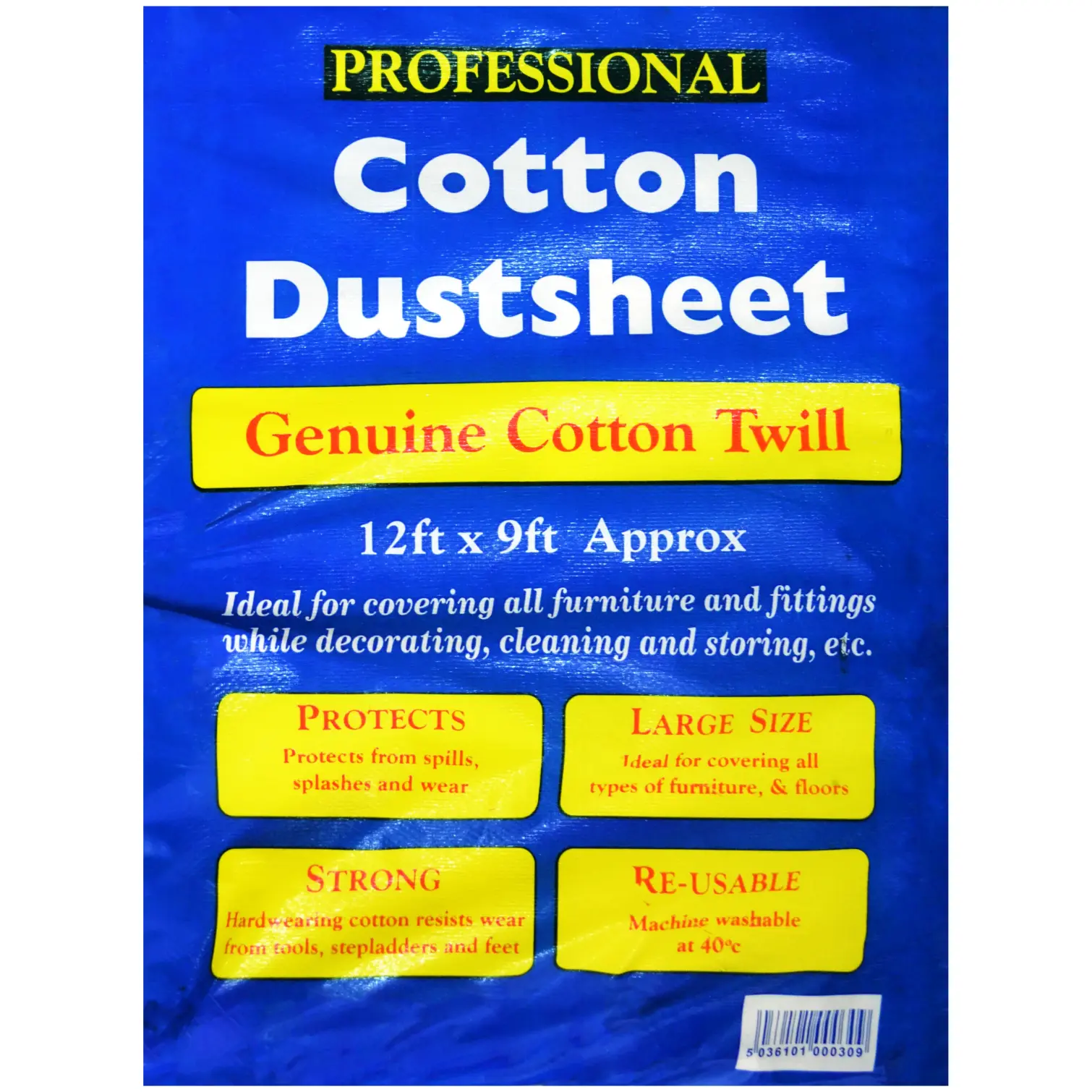 Tristar Cotton Dust Sheet 12x9ft decorating essential for painting a room UK