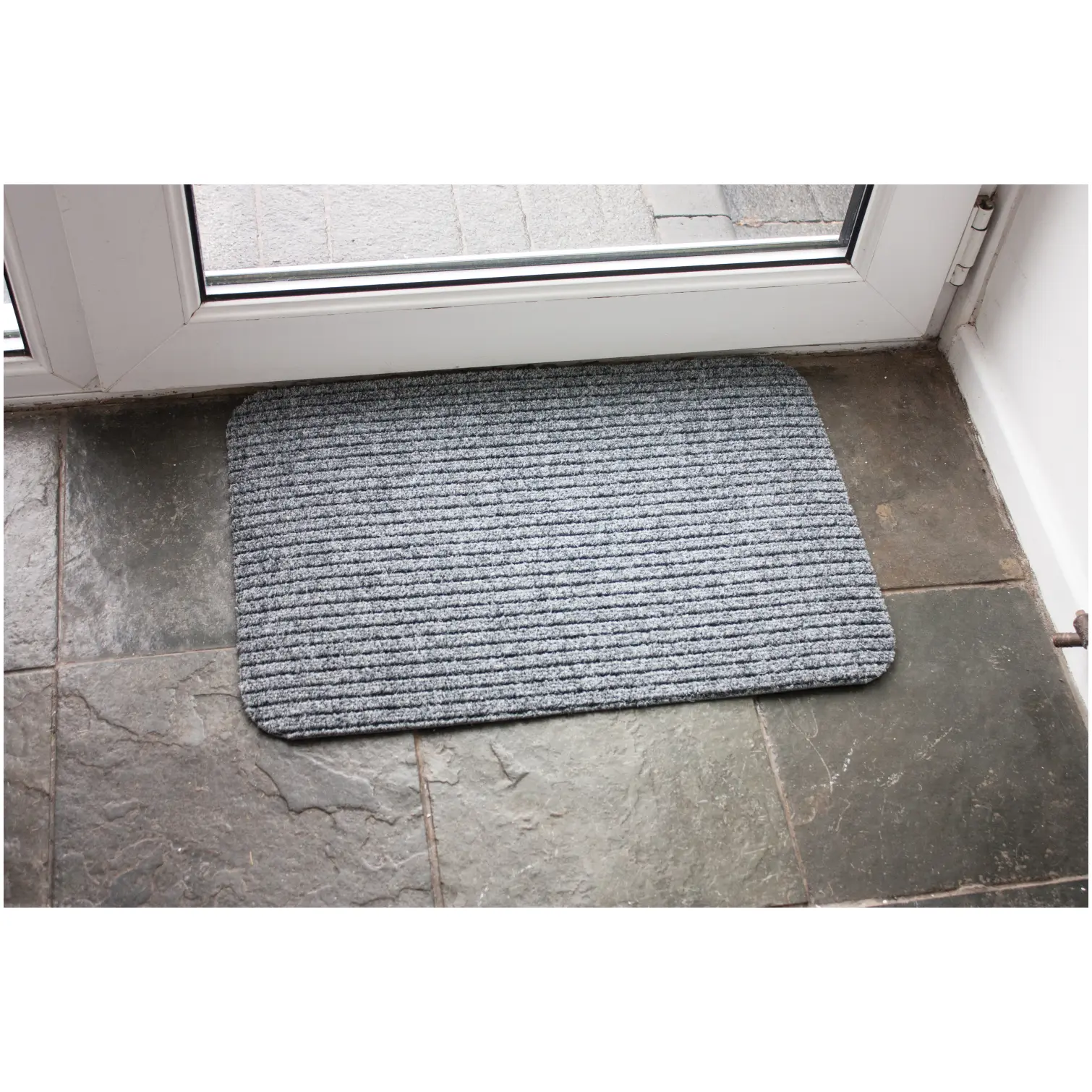 Likewise Grey Fairisle Ribbed Door Mat 60 x 40cm