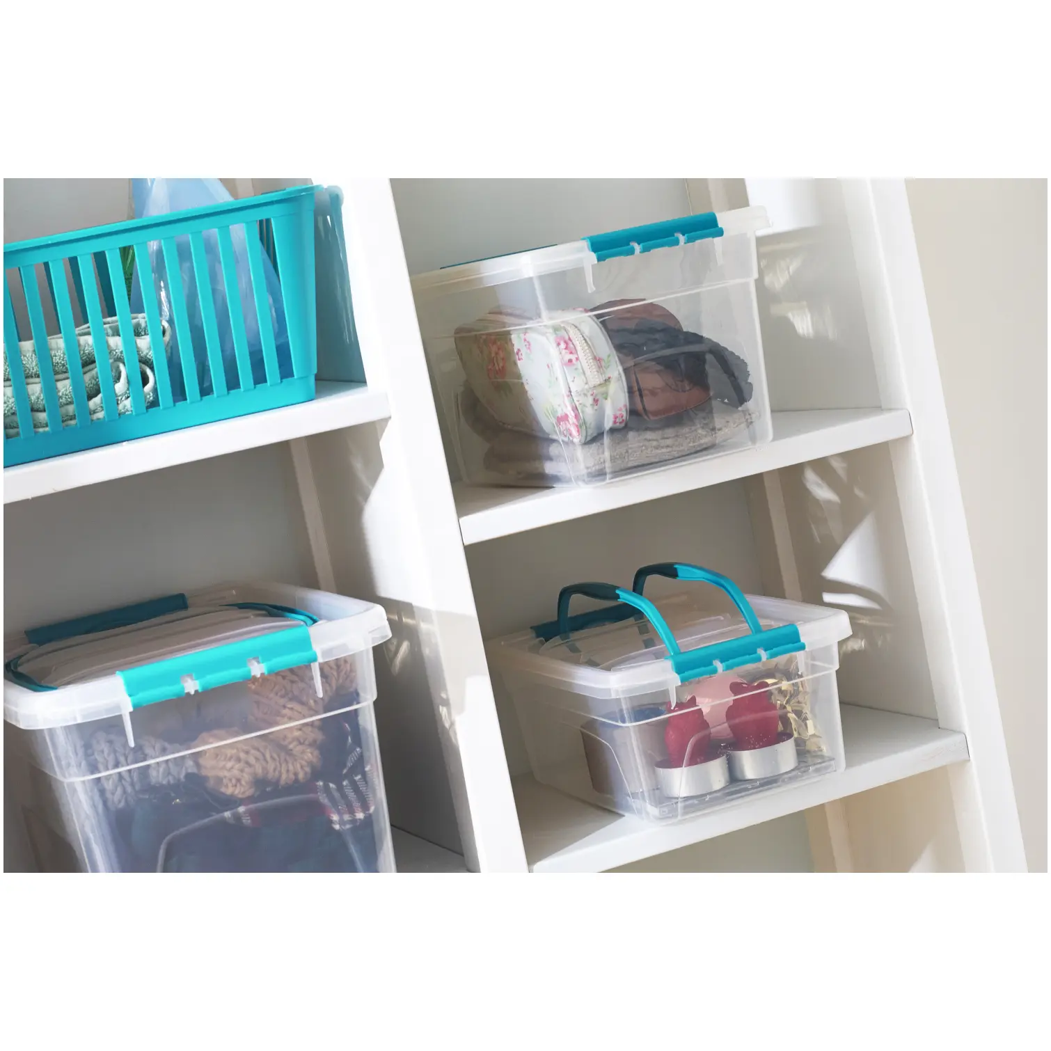Whitefurze 25x16x8cm Teal Handy Basket