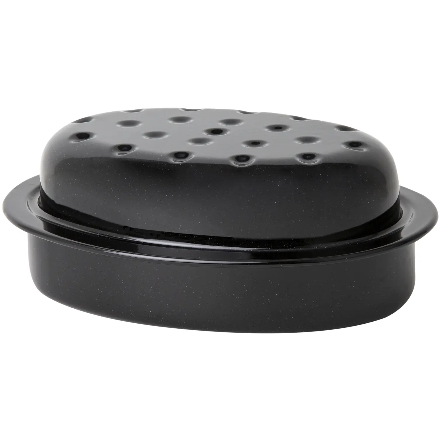 Wham Enamel Oval Covered Roaster Black 33.3cm x 24cm x 12cm