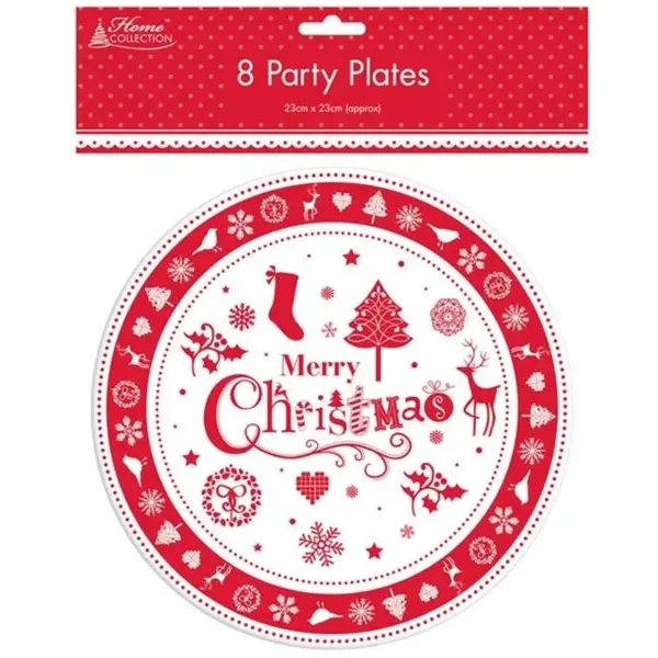 Anker 9 Inch Merry Christmas Party Plates 8 Pack