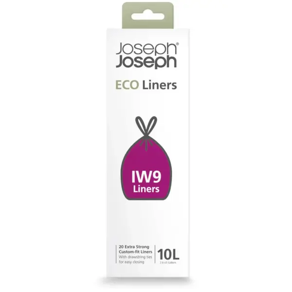 Joseph Joseph IW9 Eco Draw String Bin Liners 10 Litre Capacity Pack of 20