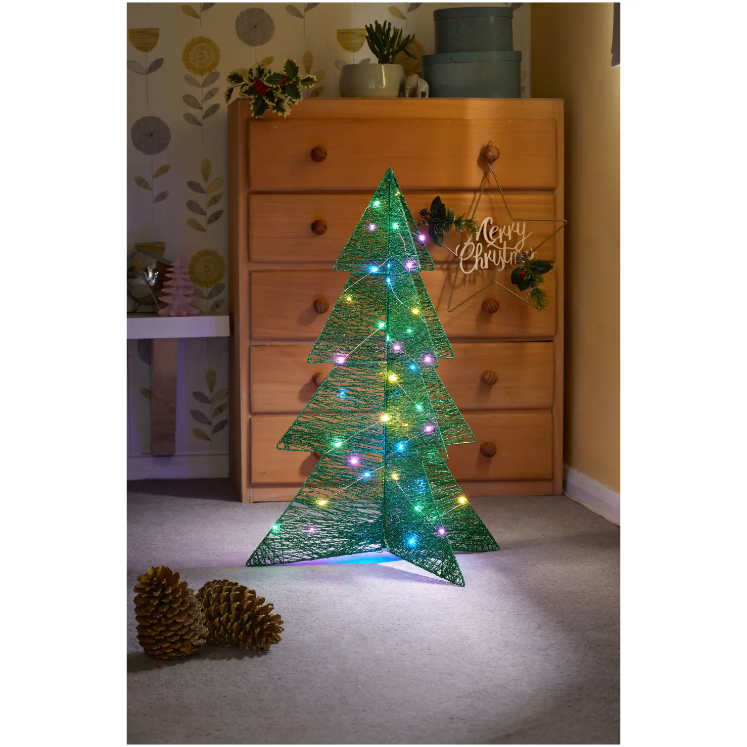 Three Kings Green Tree Sparkle 75x48cm