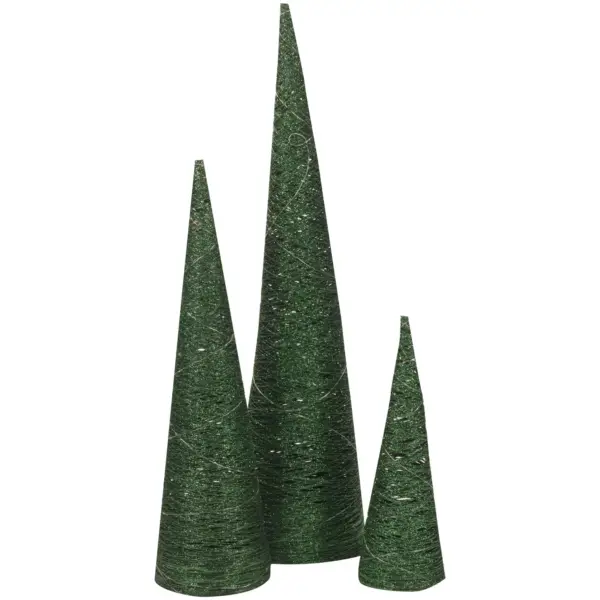 Three Kings Green Glitter Tree Set of 3