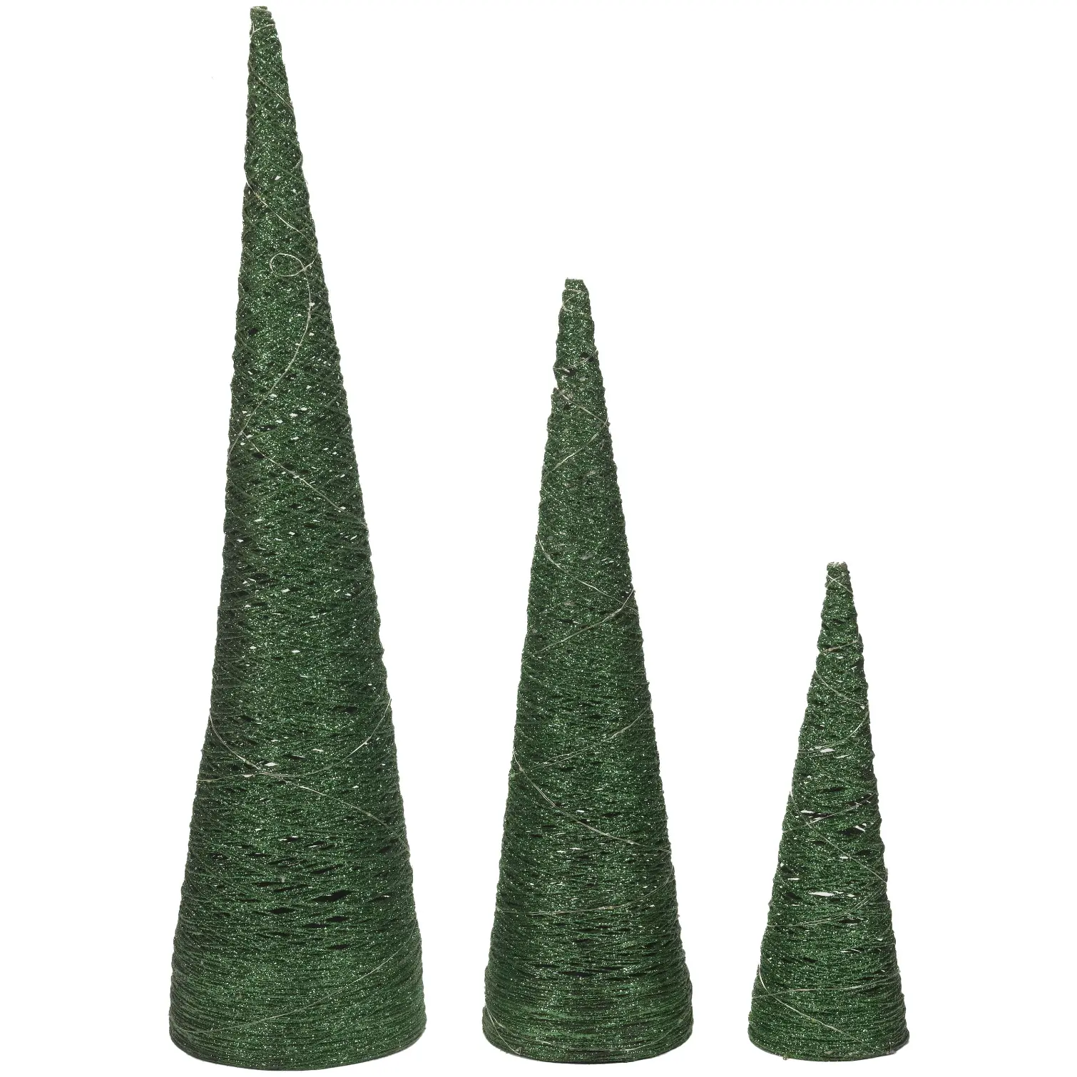 Three Kings Green Glitter Tree Set of 3