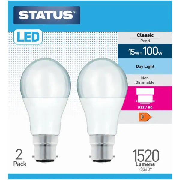 Status 15/100w GLS Day Light BC pk2