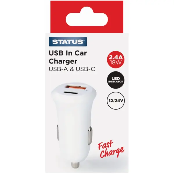 Status USB X2 Type C Car Charger
