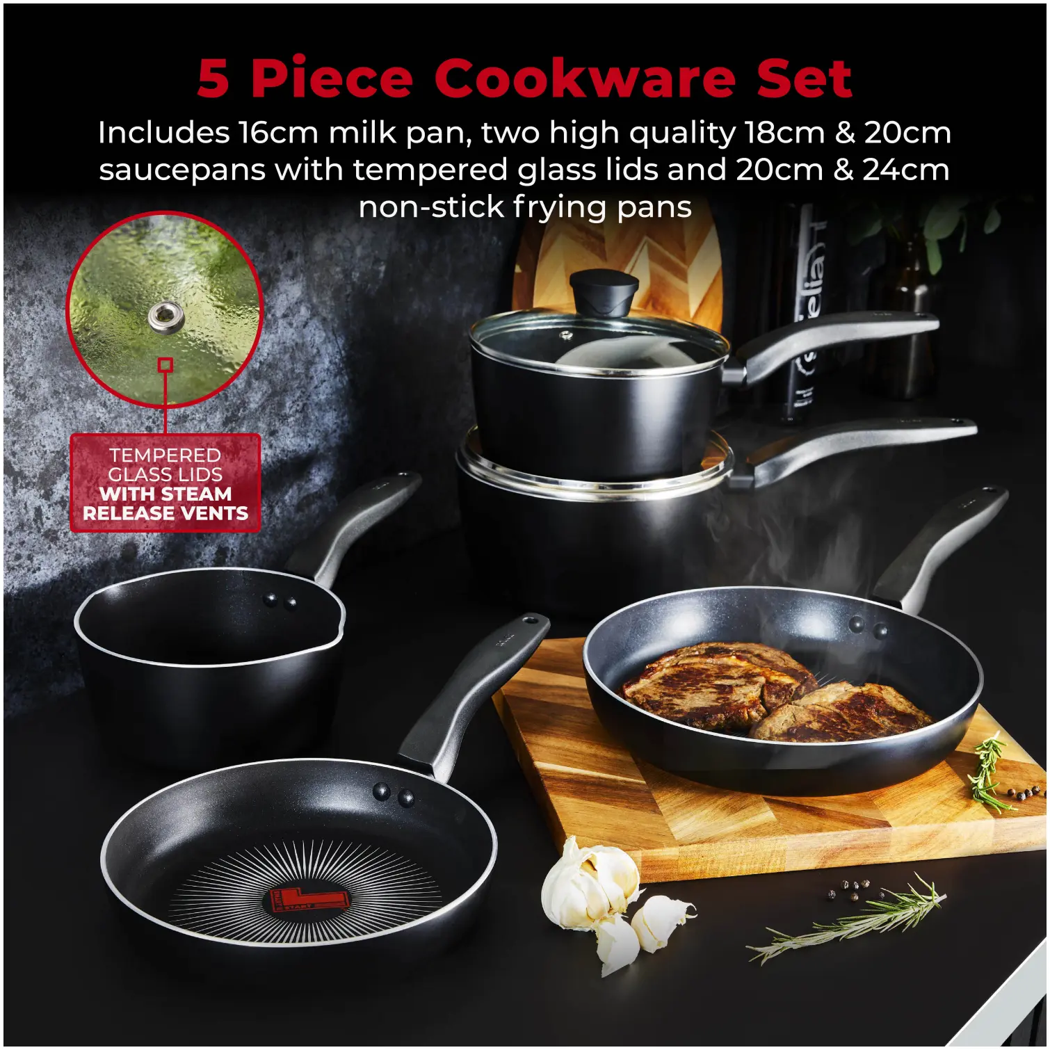 Tower Smart Start Gourmet 5 Piece Pan Set