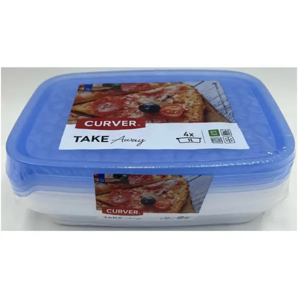 Curver Take Away Rectangular Tub 1L 4 Pack