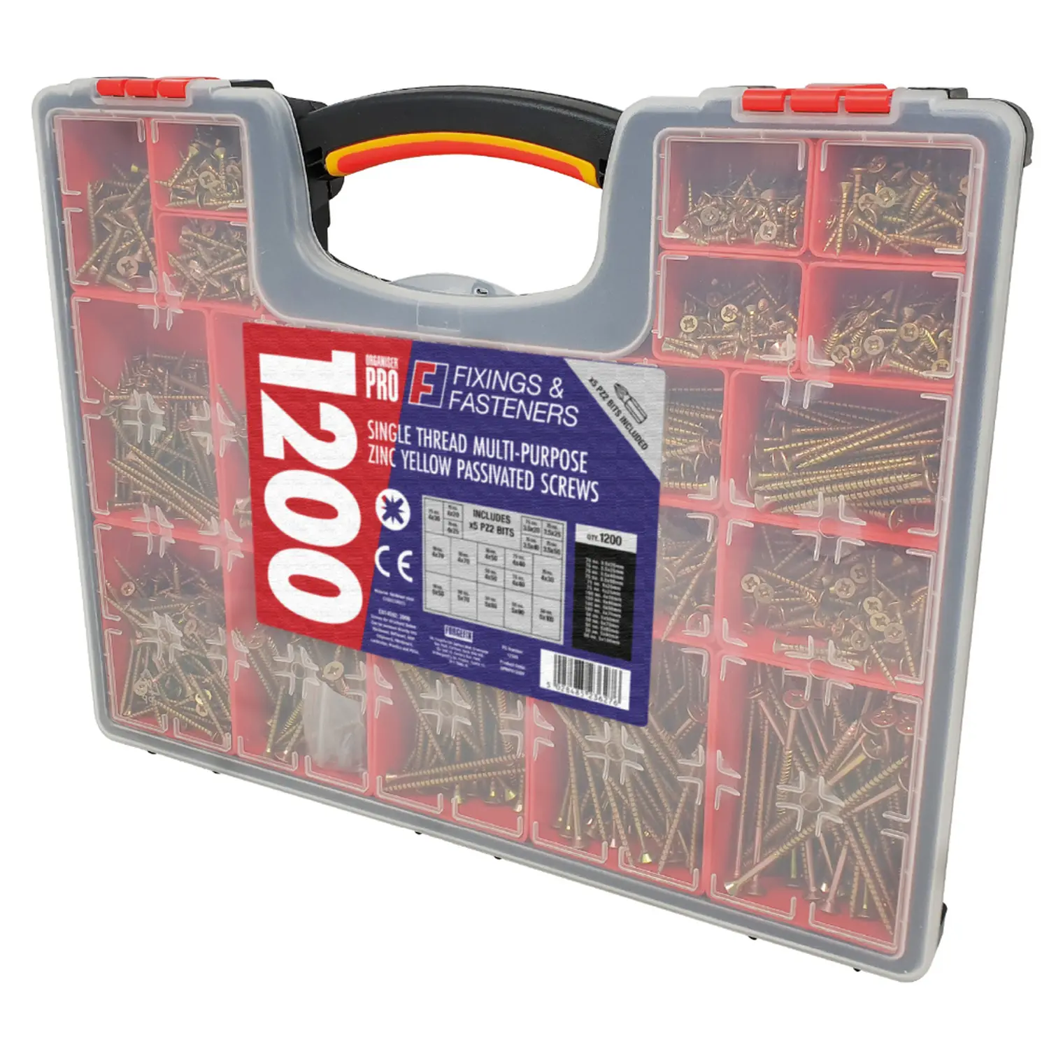 Forgefix Organiser Pro 1200 screws assorted wood screws organiser box 1200 screws
