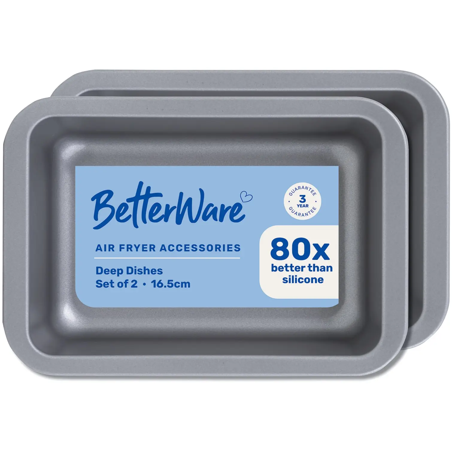 Betterware Rectangular Deep Dishes 16.5cm for Air Fryer 2 Pack