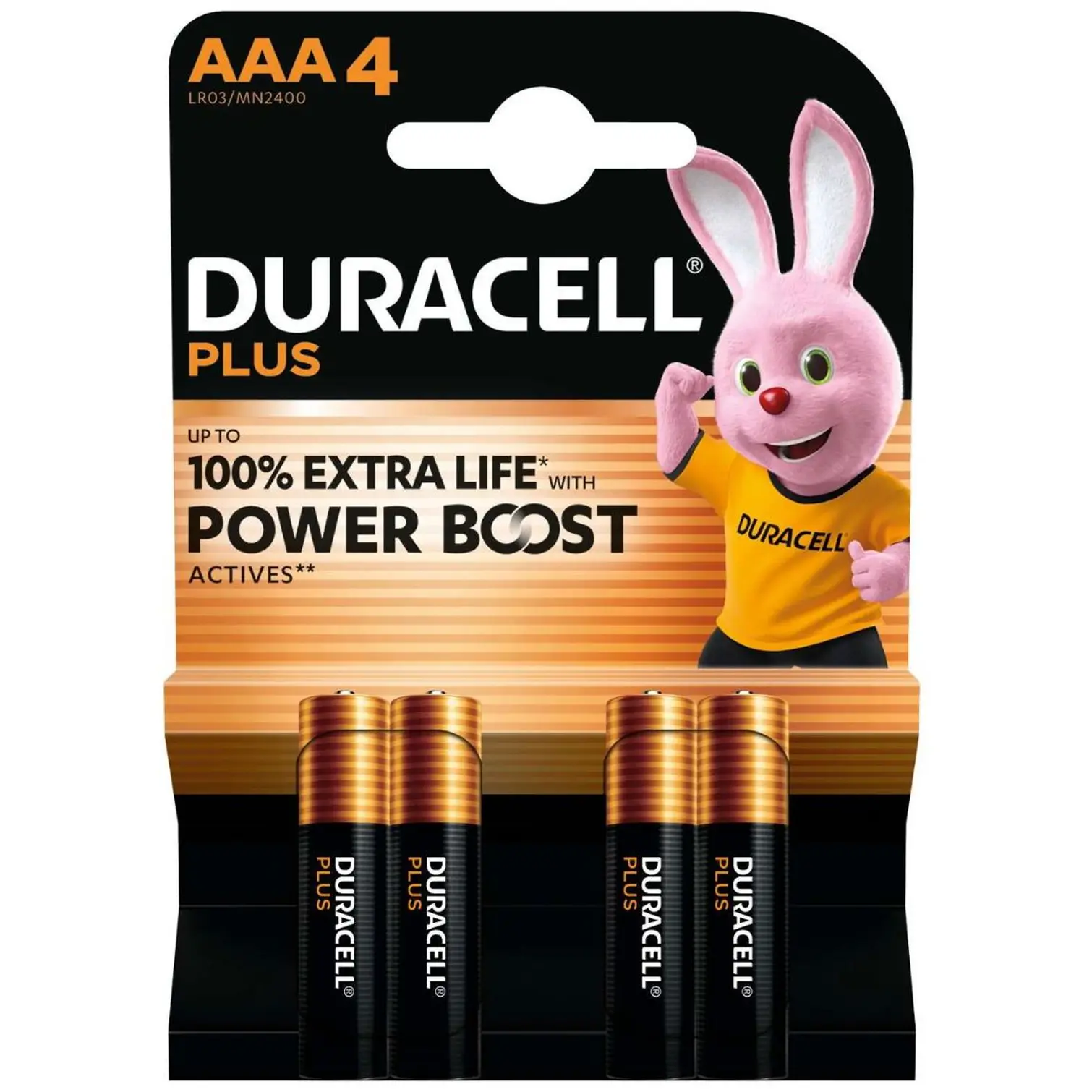 Duracell Power Boost AAA Batteries Card of 4