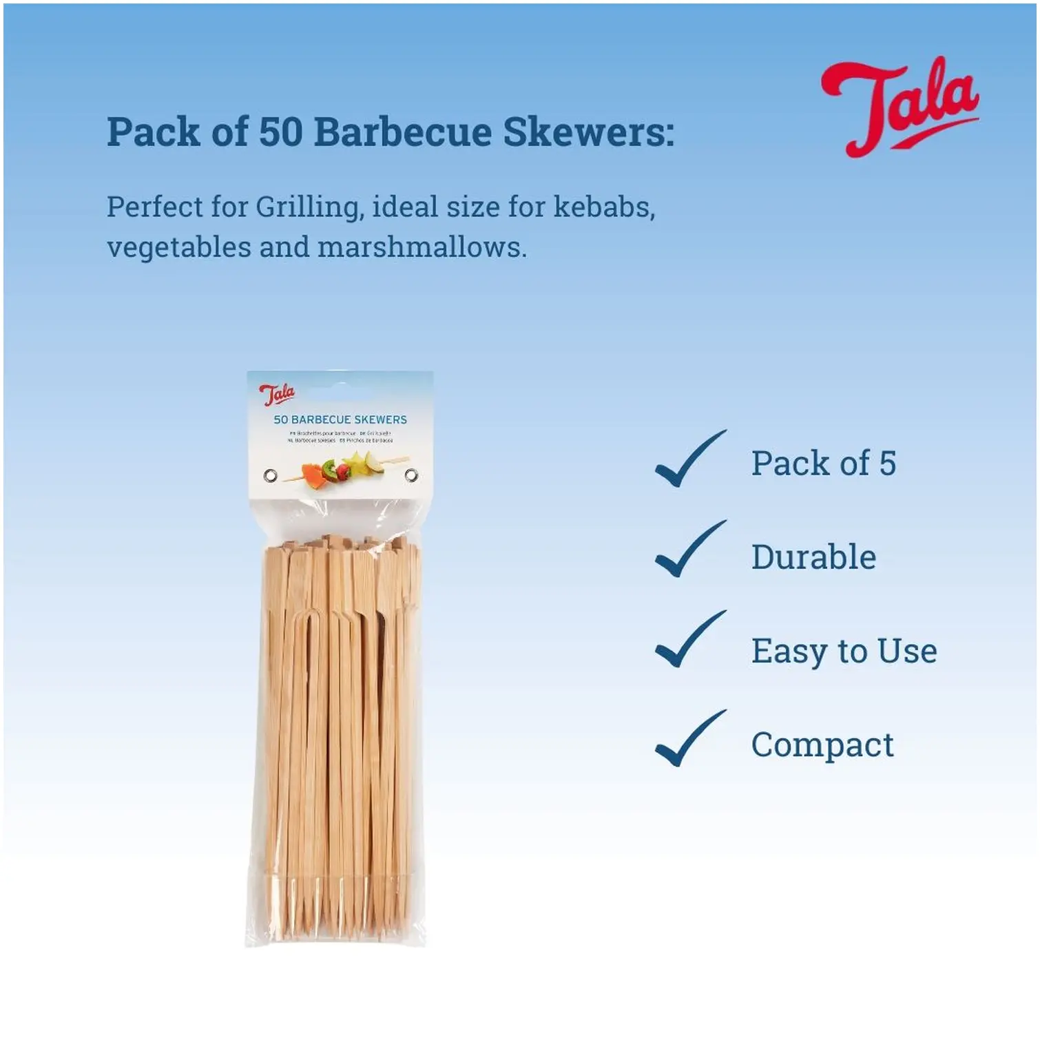 Tala Barbecue Skewers Wooden 18cm Pack 50
