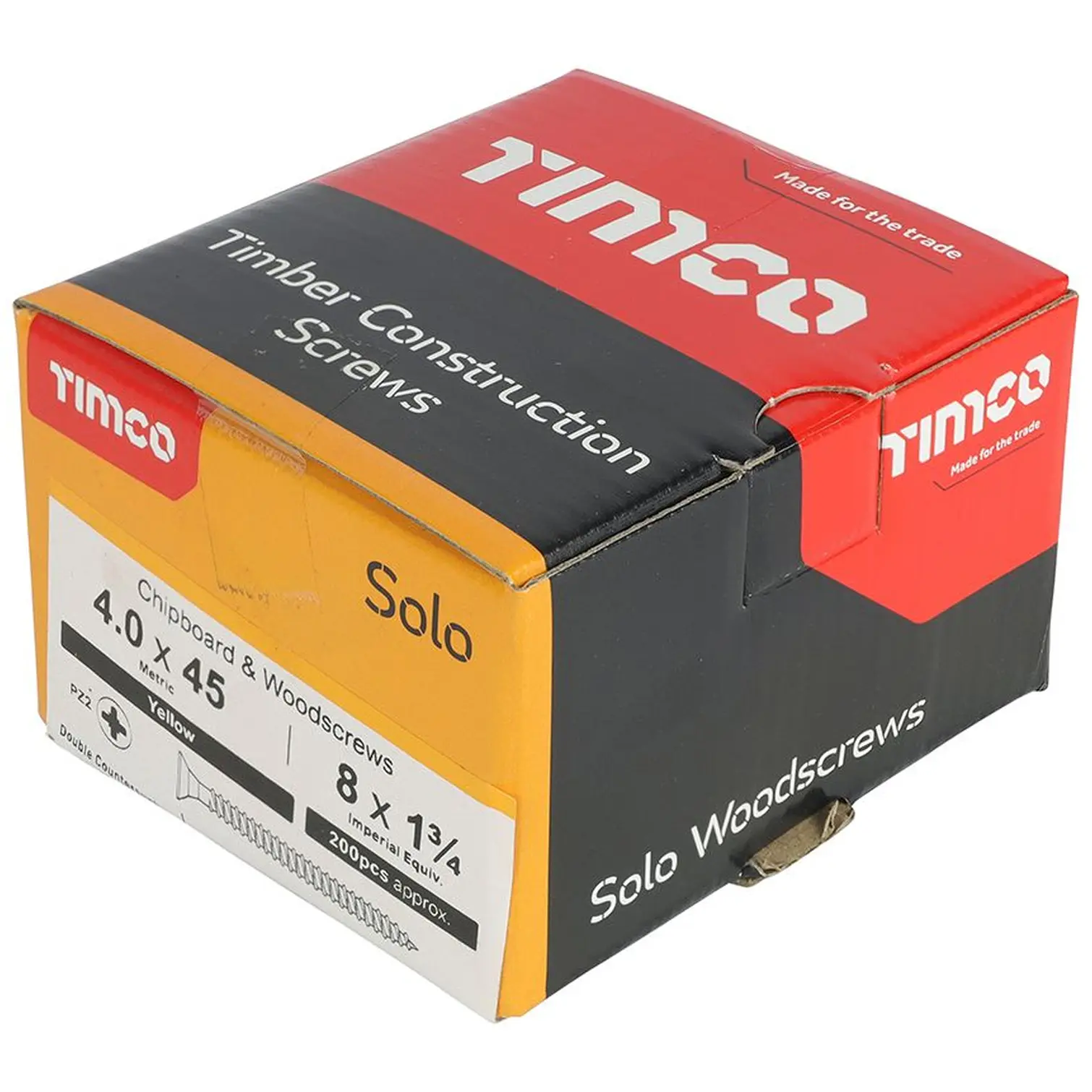 Timco Wood Screw Pozi Drive Head YZP 4 x 45mm Box of 200