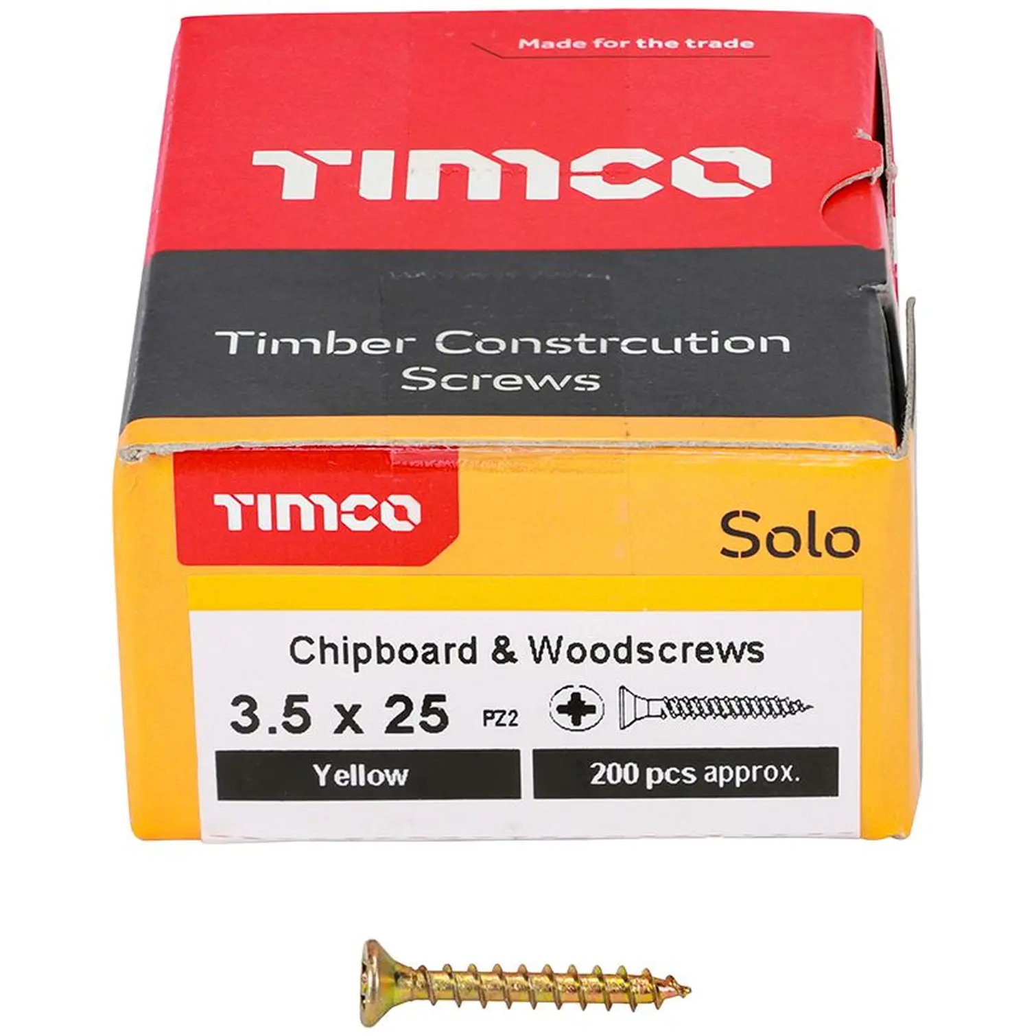 Timco Wood Screw Pozi Drive Head YZP 3.5 x 25mm pk200