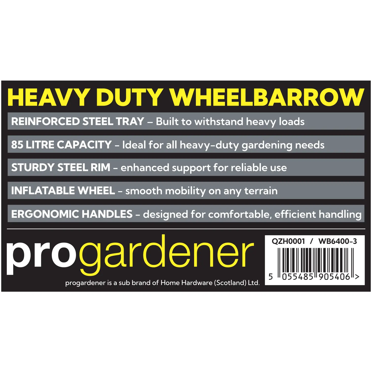 Pro Gardener Heavy Duty Wheelbarrow Green 85 Litre Capacity