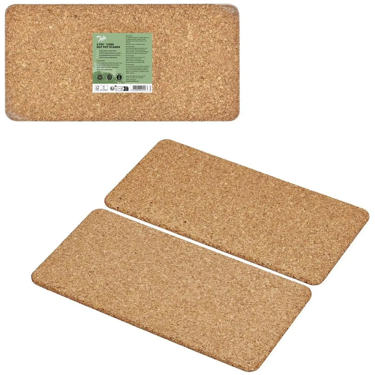 Tala Rectangular Cork Hot Pot Stands 2 Pack