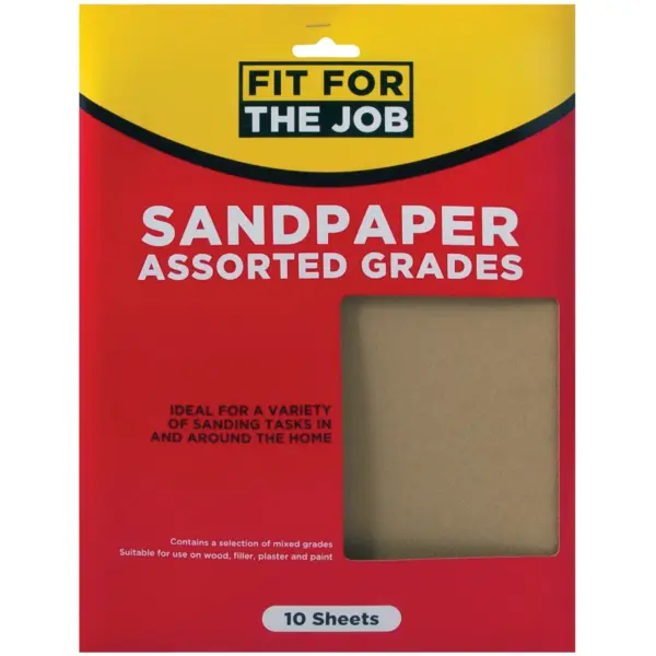 Fit For The Job Assorted Grades Of Sandpaper 10 Sheets