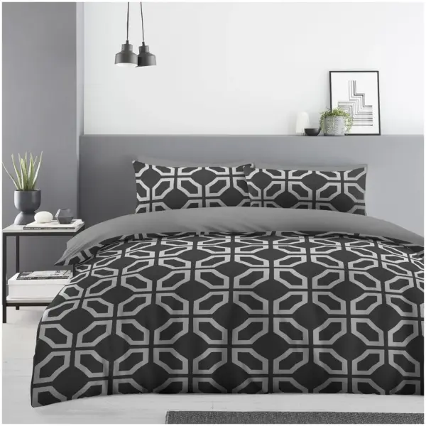 Nest & Rest Marcus Geo King Duvet Set Charcoal