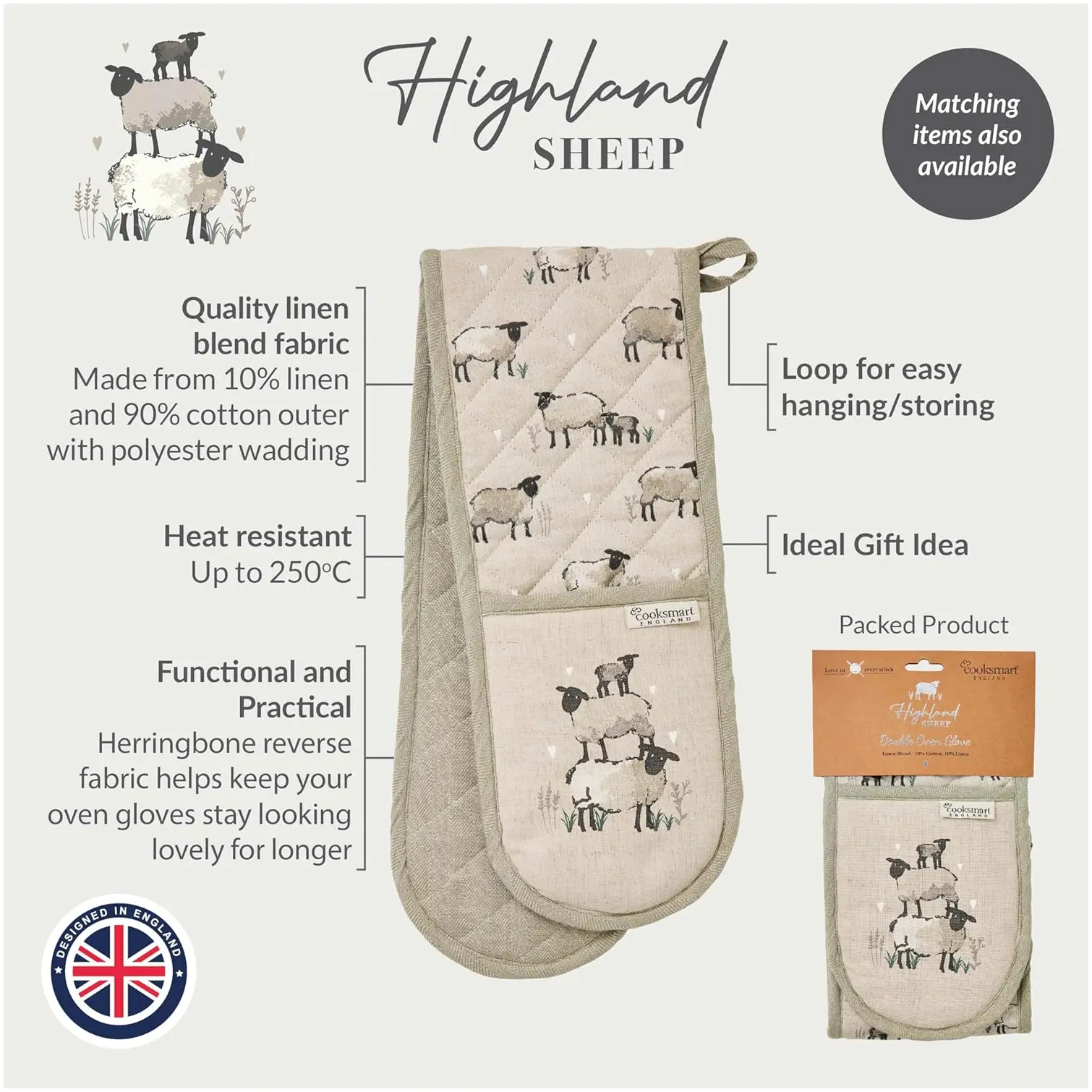 Cooksmart Highland Sheep Double Oven Glove