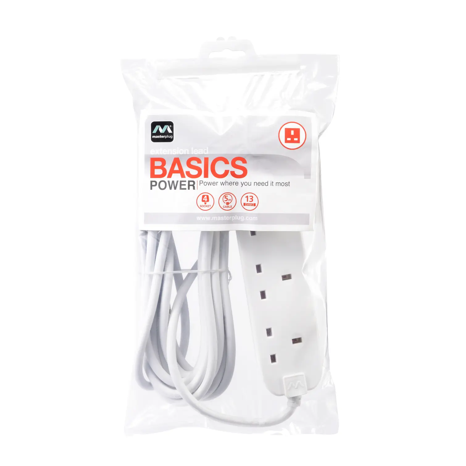 Masterplug Trailing Socket 4 Gang 13Amp 5m