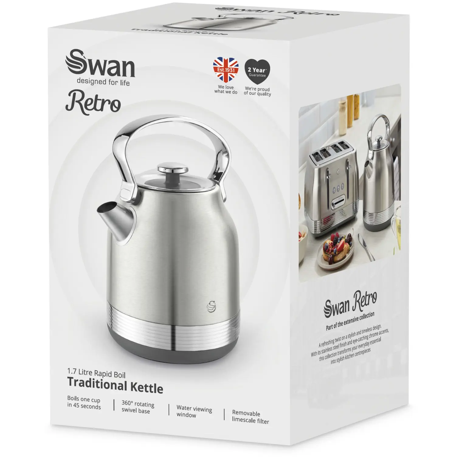 Swan Retro Traditional Kettle Stainless Steel